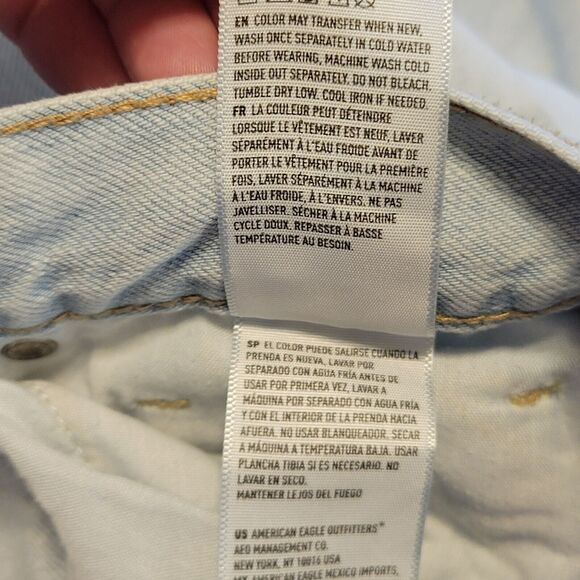 American Eagle Jeans Womens Size 4 Reg Blue Mom High-Rise Distressed Casual - Picture 7 of 14